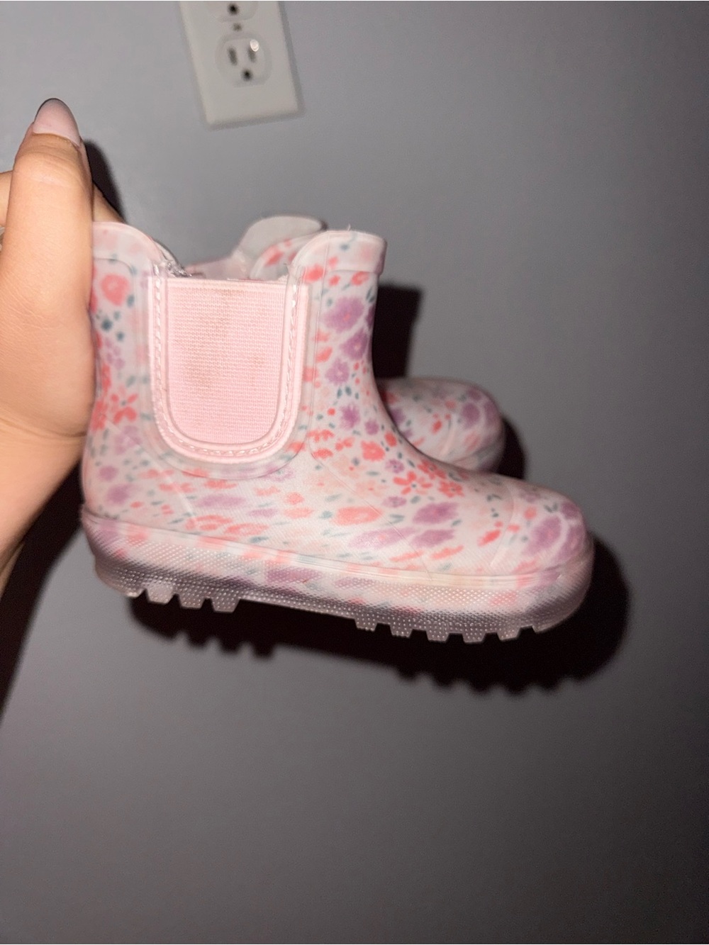 Old Navy Pink Floral Chelsea Rain Boots for Kids